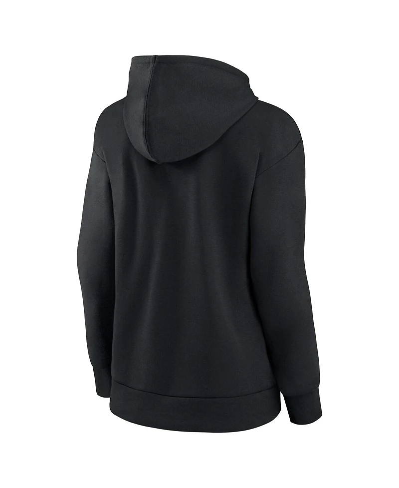 Fanatics Women's Black Carolina Panthers Iconic Cotton Fleece Checklist Pullover Hoodie