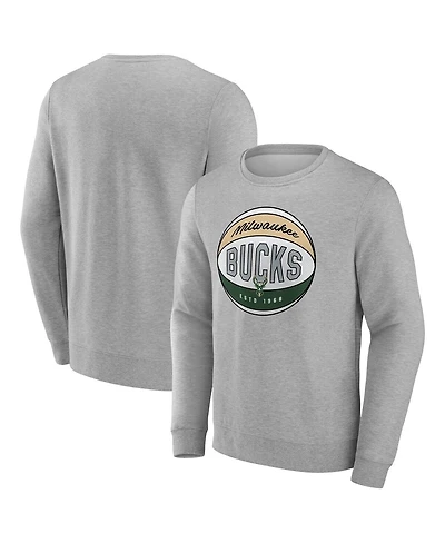 Fanatics Men's Gray Milwaukee Bucks True Classics Hard Color Fleece Pullover Sweatshirt