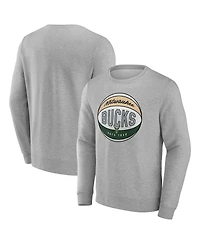 Fanatics Men's Gray Milwaukee Bucks True Classics Hard Color Fleece Pullover Sweatshirt
