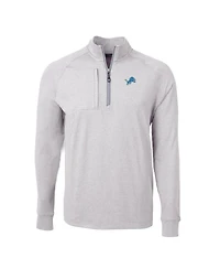 Cutter & Buck Men's Heather Gray Detroit Lions Big Tall Adapt Eco Knit Quarter-Zip Pullover Sweatshirt