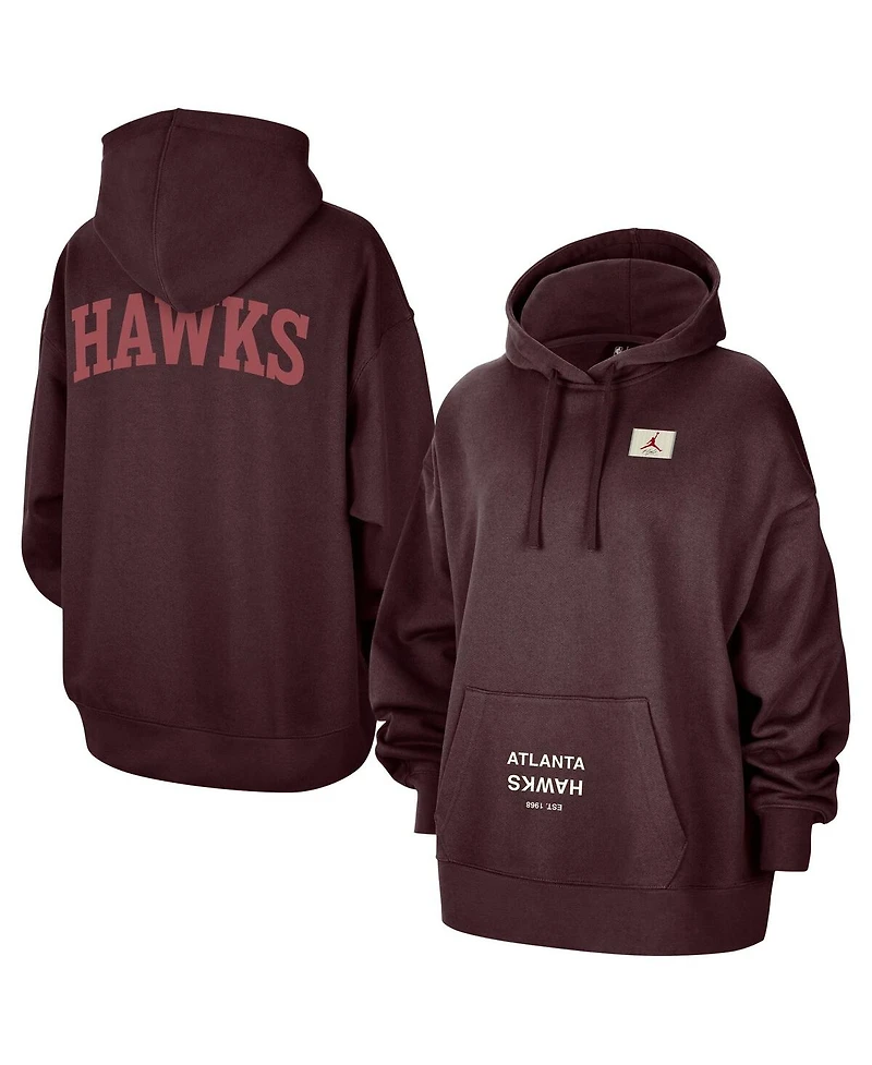 Jordan Women's Burgundy Atlanta Hawks Courtside Statement Edition Oversize Pullover Hoodie