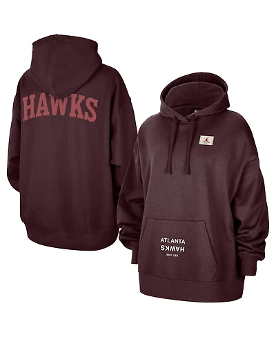 Jordan Women's Burgundy Atlanta Hawks Courtside Statement Edition Oversize Pullover Hoodie