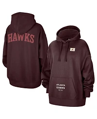 Jordan Women's Burgundy Atlanta Hawks Courtside Statement Edition Oversize Pullover Hoodie