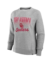 Fanatics Women's Heather Gray Oklahoma Sooners Training Camp Hit Hard Fleece Pullover Sweatshirt