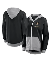 Logo Athletic Women's Black New Orleans Saints Hit It French Terry Full-Zip Hoodie
