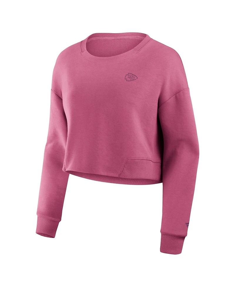 Fanatics Women's Pink Kansas City Chiefs Studio Tri-Blend Cropped Pullover Sweatshirt