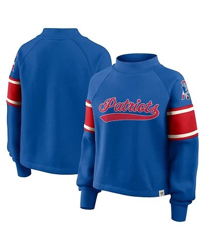 Fanatics Women's Royal New England Patriots Oversized Hometown Toss Sweep Mock Neck Pullover Hoodie