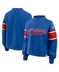 Fanatics Women's Royal New England Patriots Oversized Hometown Toss Sweep Mock Neck Pullover Hoodie