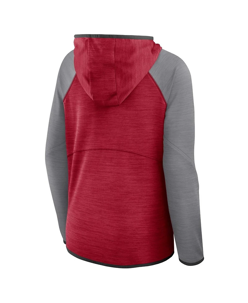 Fanatics Women's Red/Pewter Tampa Bay Buccaneers Redzone End Around Pass Raglan Full-Zip Hoodie