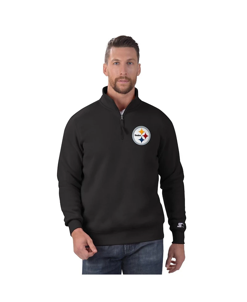Starter Men's Black Pittsburgh Steelers Classic Quarter-Zip Pullover Sweatshirt