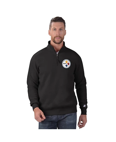 Starter Men's Black Pittsburgh Steelers Classic Quarter-Zip Pullover Sweatshirt