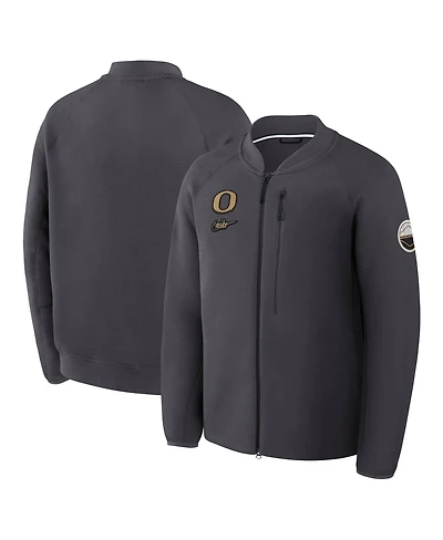 Nike Men's Anthracite Oregon Ducks Shoe Duck Tech Fleece Full-Zip Jacket