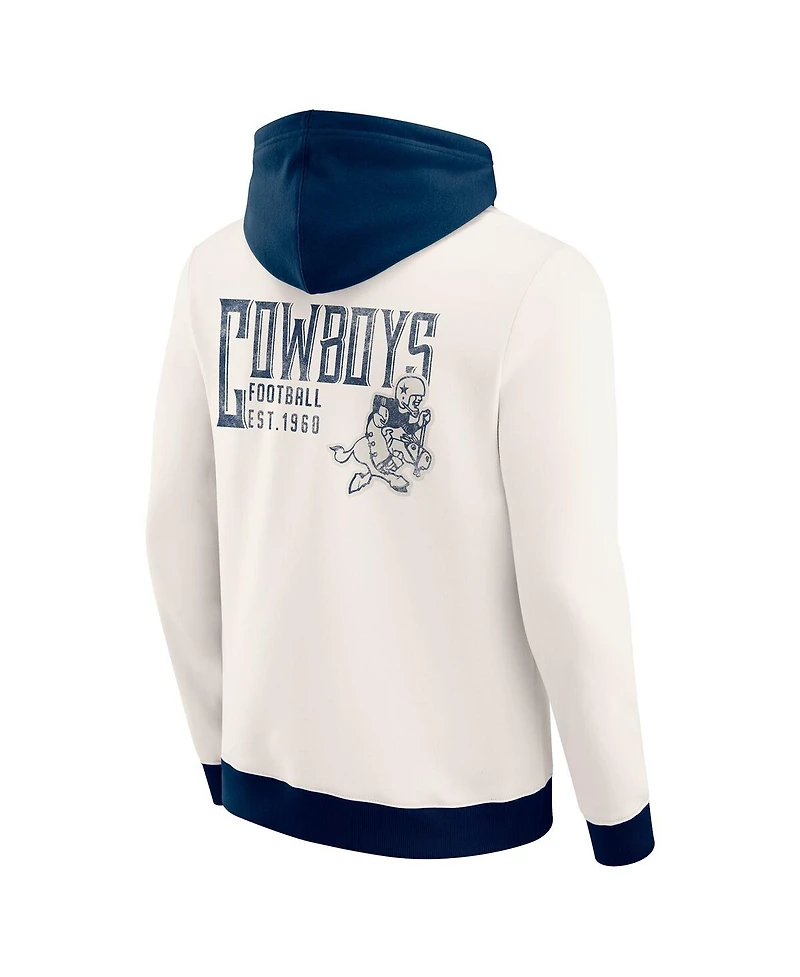 Darius Rucker Collection by Fanatics Men's White Dallas Cowboys Distressed Graphics Full-Zip Hoodie