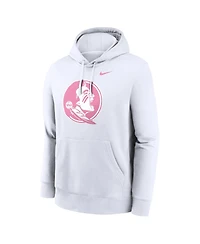 Nike Men's White Florida State Seminoles Pink Logo Club Fleece Hoodie