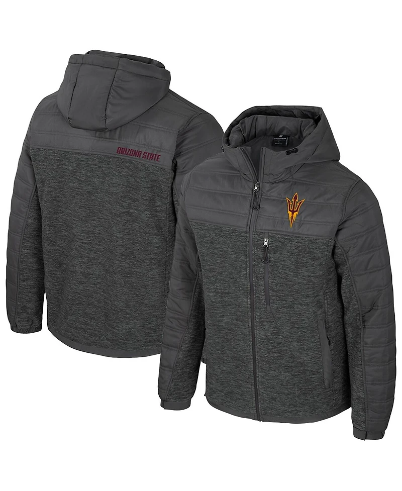 Colosseum Men's Charcoal Arizona State Sun Devils Nightman Full-Zip Hoodie Puffer Jacket