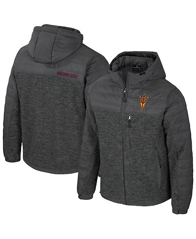Colosseum Men's Charcoal Arizona State Sun Devils Nightman Full-Zip Hoodie Puffer Jacket