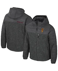 Colosseum Men's Charcoal Arizona State Sun Devils Nightman Full-Zip Hoodie Puffer Jacket