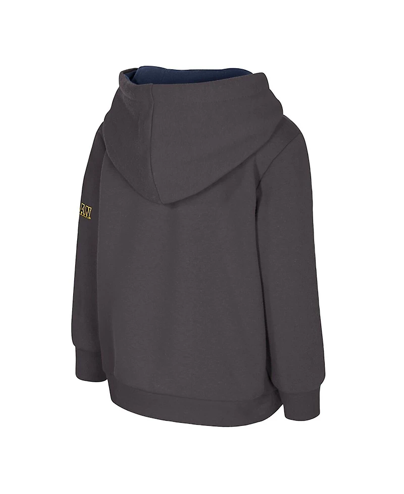 Colosseum Toddler Charcoal Michigan Wolverines Big Logo Volume Fleece Pullover Hoodie