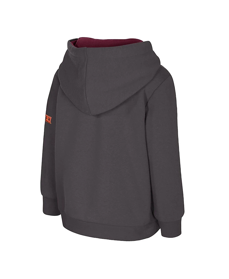 Colosseum Toddler Charcoal Virginia Tech Hokies Big Logo Volume Fleece Pullover Hoodie