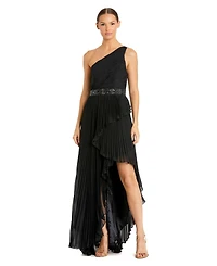 Mac Duggal Women's Embellished Gown with Strappy Open Back & Asymmetrical Ruffle Hem