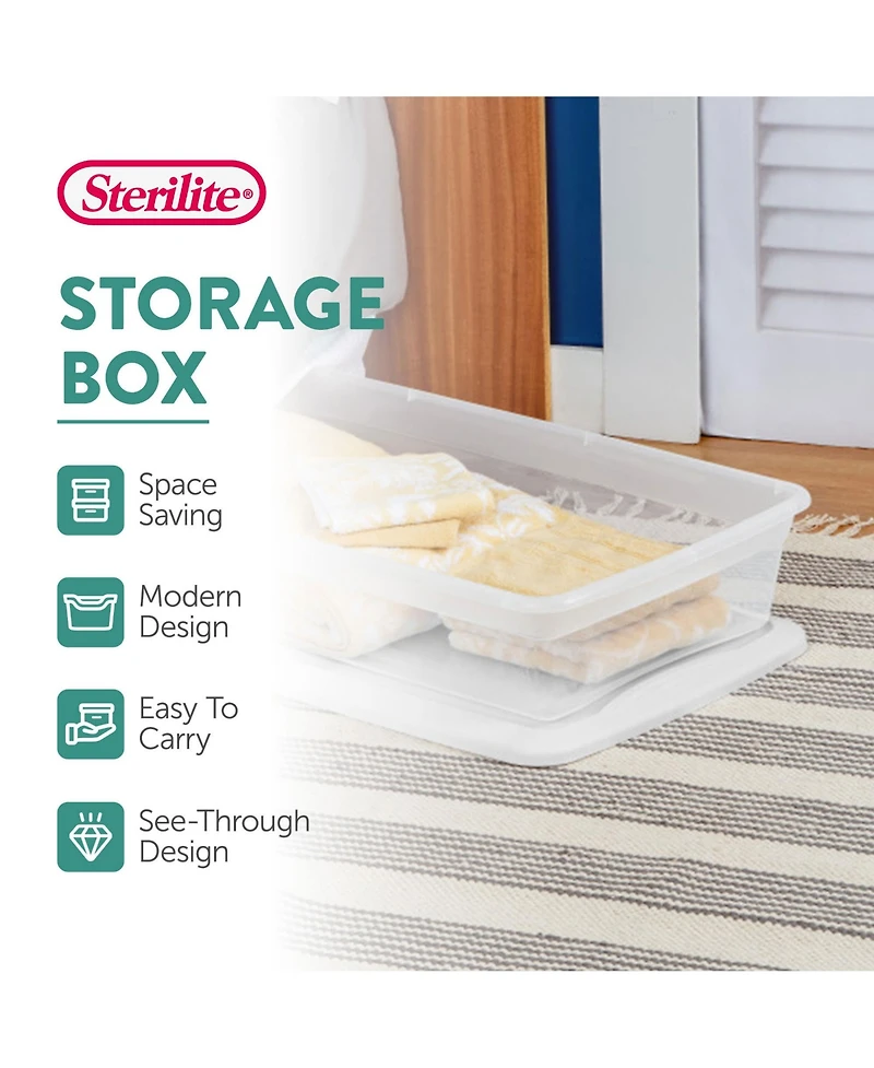 Sterilite 41 Quart Lightweight Storage Box Container with Lid, 6 Pack