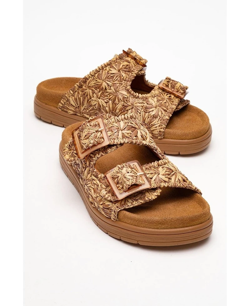 Forever & Always Shoes Milana Leather Double Strap Sandal (Women)