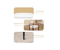 Morden Fort 5-Piece 47" Round Faux Marble Dining Set with Dining Boucle Chair for Kitchen, Dining Room