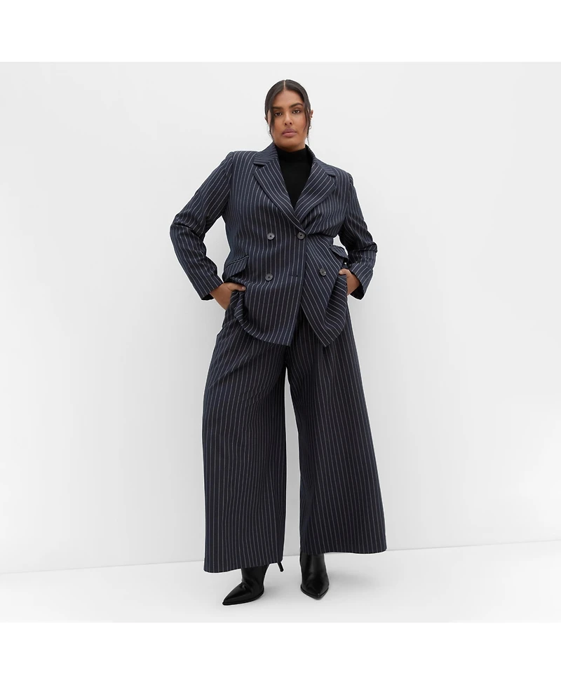 City Chic Women's Karla Pinstripe Wide Leg Pant