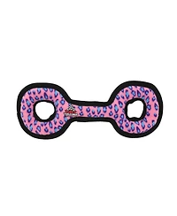 Tuffy Medium Tug-o-War Pink Leopard, Durable Plush Squeaky Dog Toy