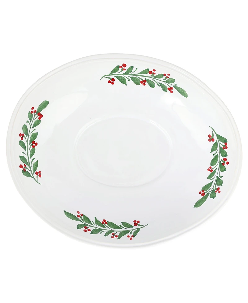 Vietri Aria Holiday Shallow Oval Bowl