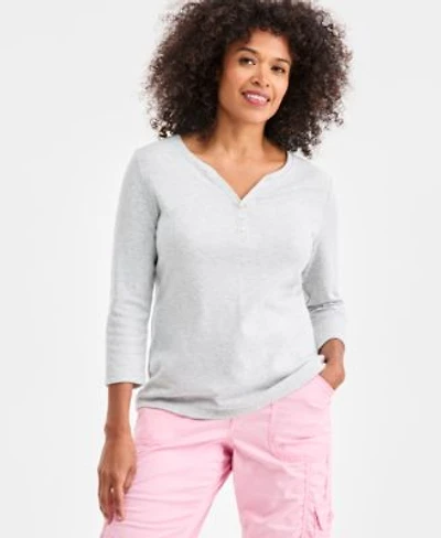 Style Co Womens Cotton 3 4 Sleeve Henley Tee Pxs 4x Created For Macys