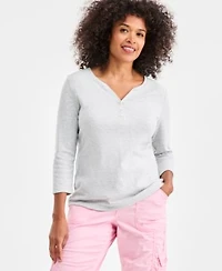 Style Co Womens Cotton 3 4 Sleeve Henley Tee Pxs 4x Created For Macys