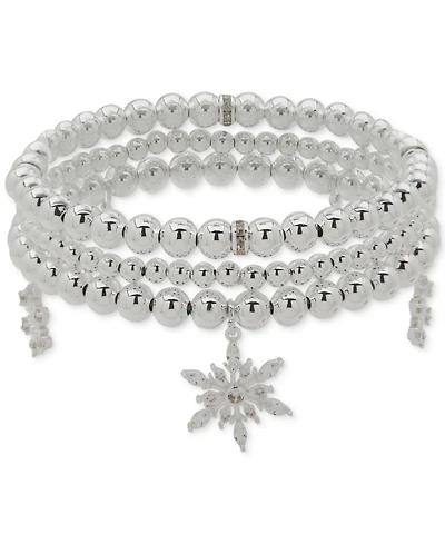 Anne Klein 3-Pc. Cubic Zirconia Silver-Tone Snowflake Stretch Bracelet