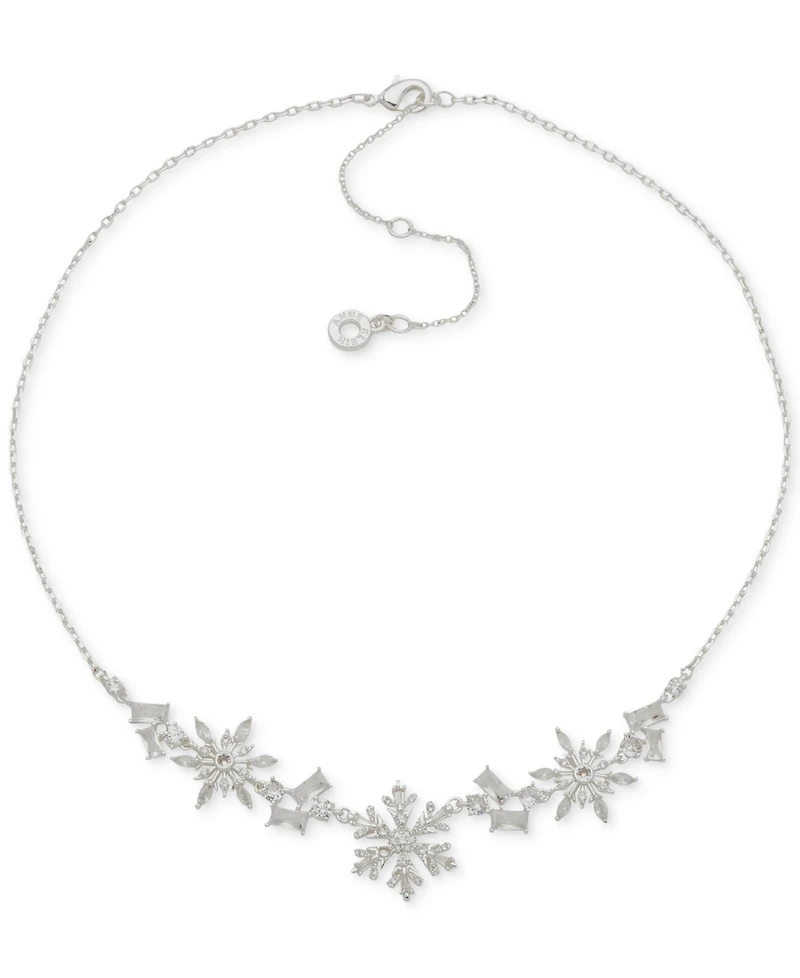 Anne Klein Cubic Zirconia Silver-Tone Snowflake Frontal Necklace