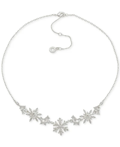 Anne Klein Cubic Zirconia Silver-Tone Snowflake Frontal Necklace