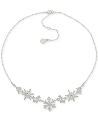 Anne Klein Cubic Zirconia Silver-Tone Snowflake Frontal Necklace