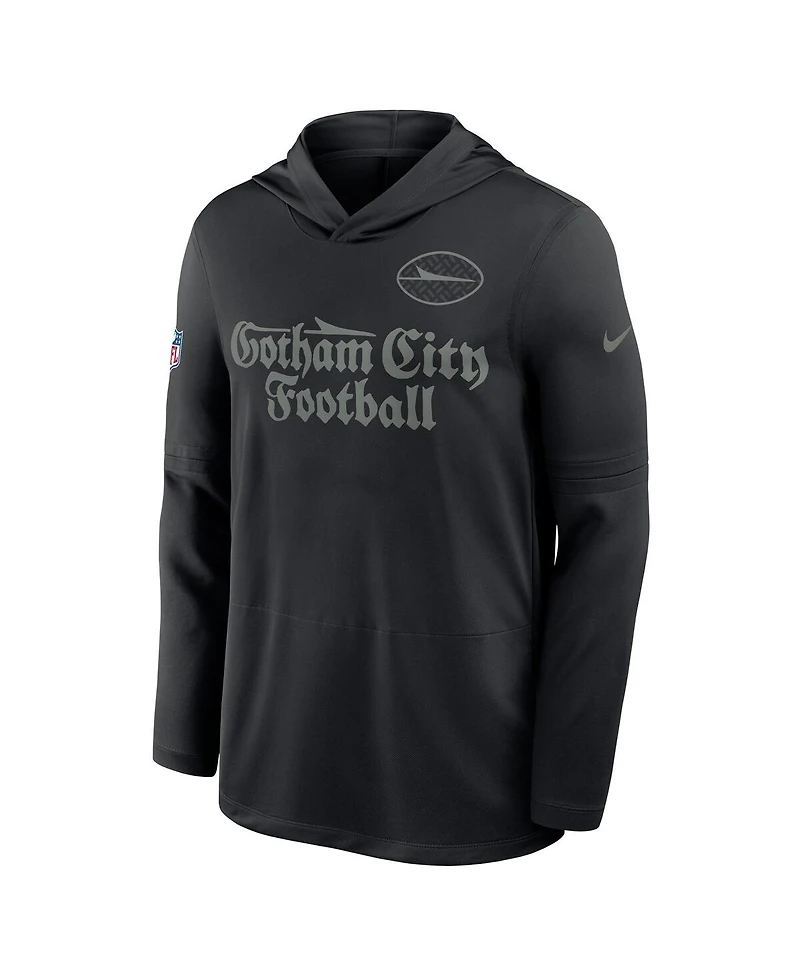 Nike Men's Black New York Jets 2025 Rivalries Collection Sideline Dri-fit Long Sleeve Hoodie T-Shirt