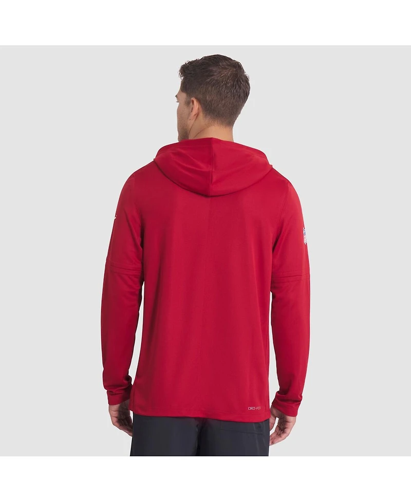 Nike Men's Red Arizona Cardinals 2025 Rivalries Collection Sideline Dri-fit Long Sleeve Hoodie T-Shirt