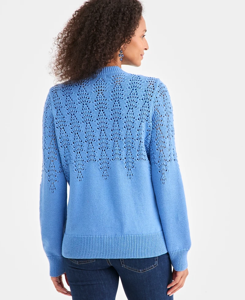 Style & Co Women's Pointelle Crewneck Cardigan, Macy's Exclusive