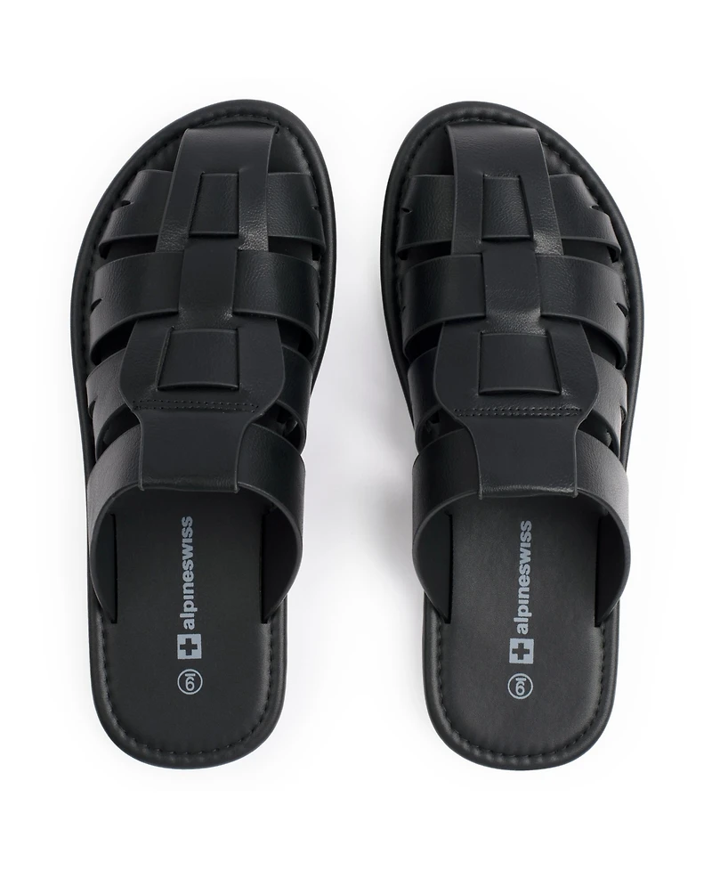 Alpine Swiss Men's Marlin Fisherman Slide Sandals Faux Leather Dressy