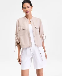 I.n.c. International Concepts Women's Tie-Sleeve Chambray Tie-Waist Blouse, Macy's Exclusive