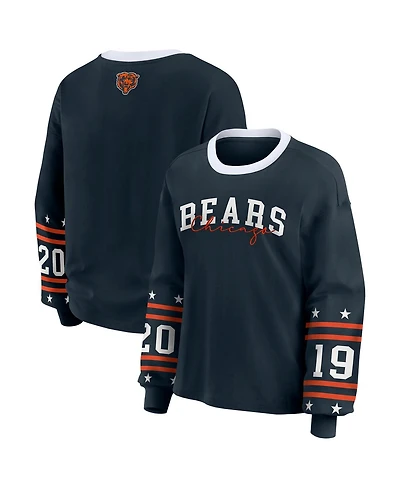 Wear by Erin Andrews Women's Navy Chicago Bears Sport Long-Sleeve T-Shirt