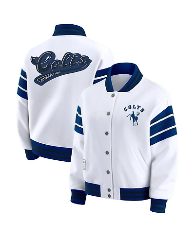 Wear by Erin Andrews Women's White Indianapolis Colts Full-Snap Fleece Sweatshirt Jacket