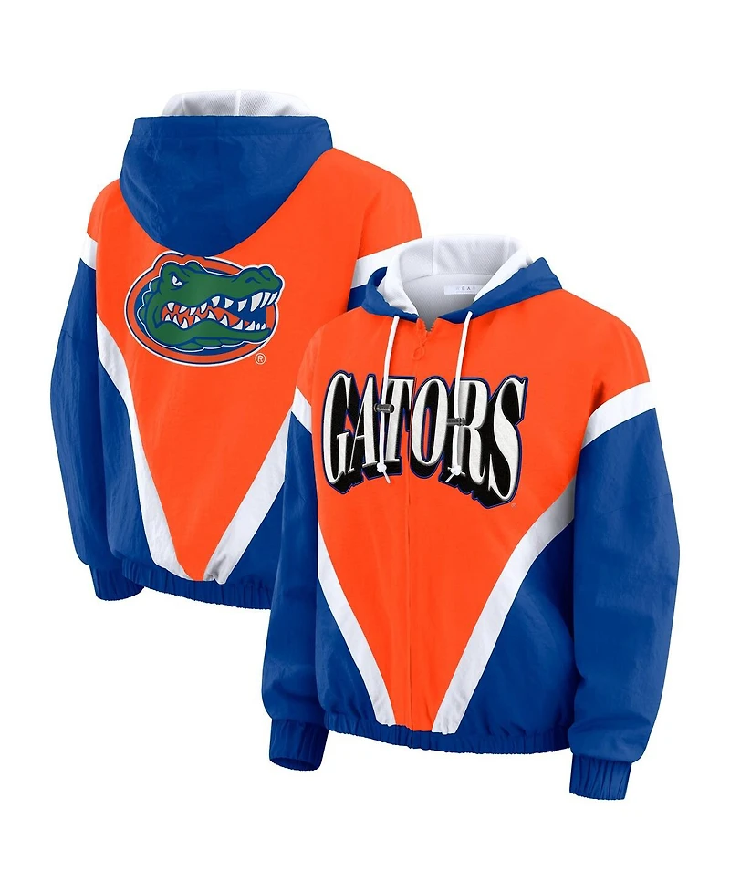 Wear by Erin Andrews Women's Orange/Royal Florida Gators Color Block Full-Zip Hoodie Windbreaker Jacket