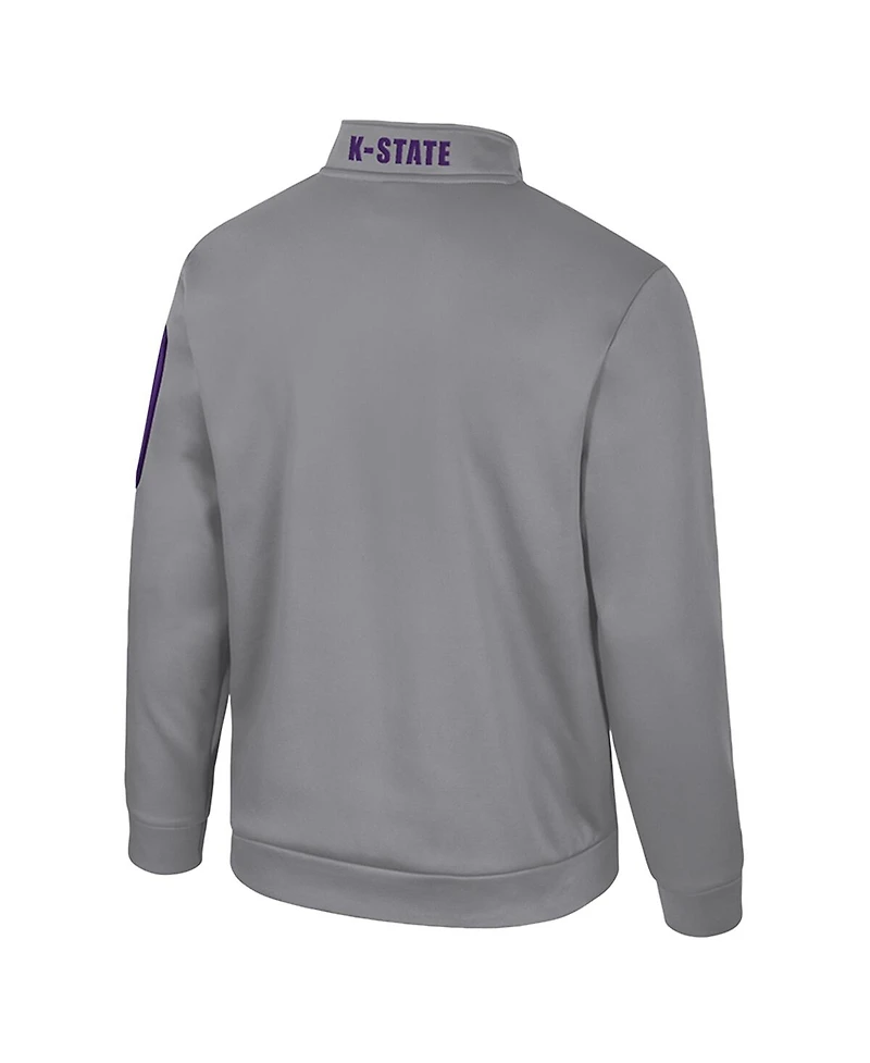 Colosseum Men's Grey Kansas State Wildcats Mainframe Quarter-Zip Fleece Jacket