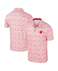 Colosseum Men's Red Wisconsin Badgers It's Time Allover Print Polo Shirt