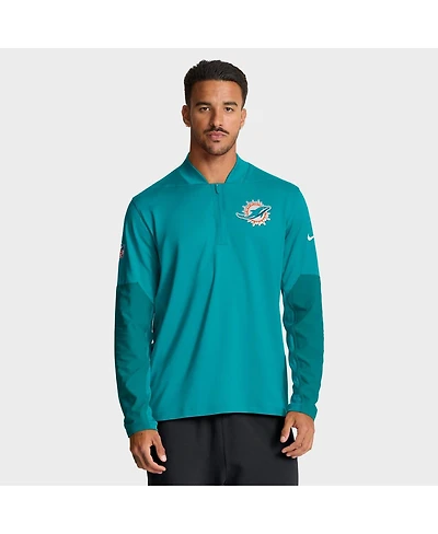 Nike Men's Aqua Miami Dolphins Sideline Dri-fit Half-Zip Pullover