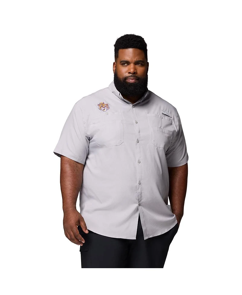 Columbia Men's Gray Lsu Tigers Big Tall Tamiami Omni-Shade Button-Down Shirt