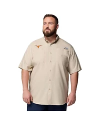 Columbia Men's Tan Texas Longhorns Big Tall Collegiate Tamiami Omni-Shade Full-Button Shirt