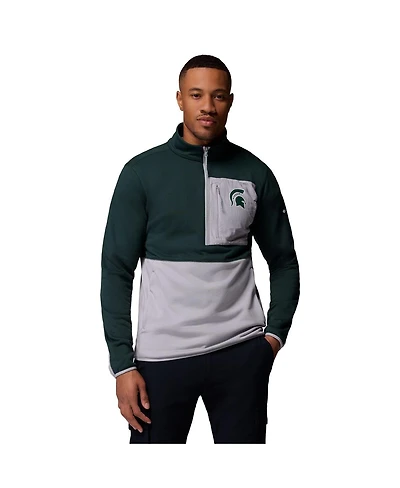Columbia Men's Green/Gray Michigan State Spartans Hike Omni-Wick Half-Zip Pullover Sweatshirt